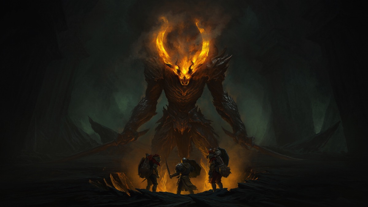 Party facing a molten demon boss