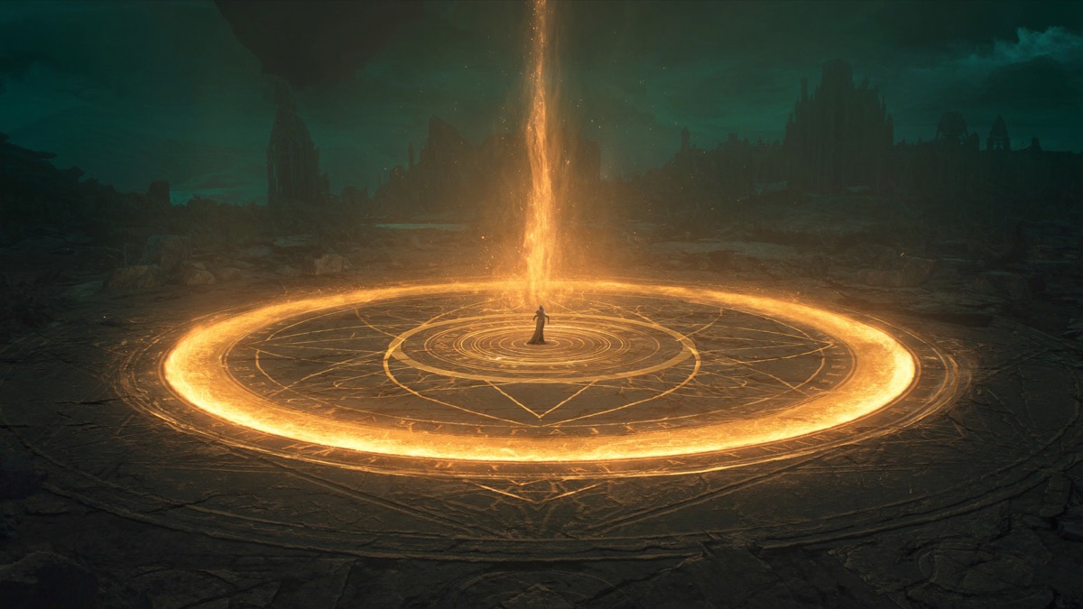Mage on a glowing teleport circle